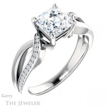 14k White Gold Asscher Cut Forever One Engagement Ring Setting #GTJ1126-asscher-fo-w 4 14k White Gold Asscher Cut Forever One Engagement Ring Setting #GTJ1126-asscher-fo-w