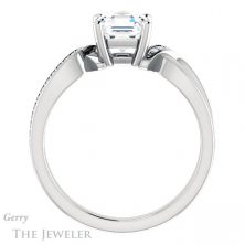 14k White Gold Asscher Cut Forever One Engagement Ring Setting #GTJ1126-asscher-fo-w 2 14k White Gold Asscher Cut Forever One Engagement Ring Setting #GTJ1126-asscher-fo-w