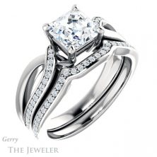 14k White Gold Asscher Cut Forever One Engagement Ring Setting #GTJ1126-asscher-fo-w 6 14k White Gold Asscher Cut Forever One Engagement Ring Setting #GTJ1126-asscher-fo-w