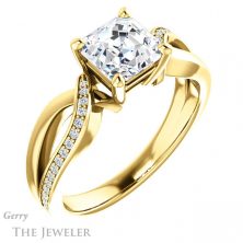 14k Yellow Gold Asscher Cut Forever One Engagement Ring Setting #GTJ1126-asscher-fo-y 4 14k Yellow Gold Asscher Cut Forever One Engagement Ring Setting #GTJ1126-asscher-fo-y