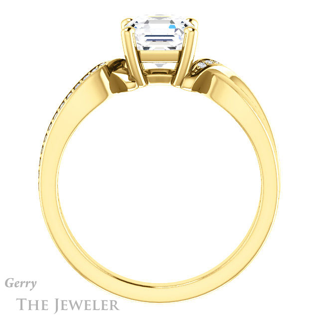 14k Yellow Gold Asscher Cut Forever One Engagement Ring Setting #GTJ1126-asscher-fo-y 2 14k Yellow Gold Asscher Cut Forever One Engagement Ring Setting #GTJ1126-asscher-fo-y