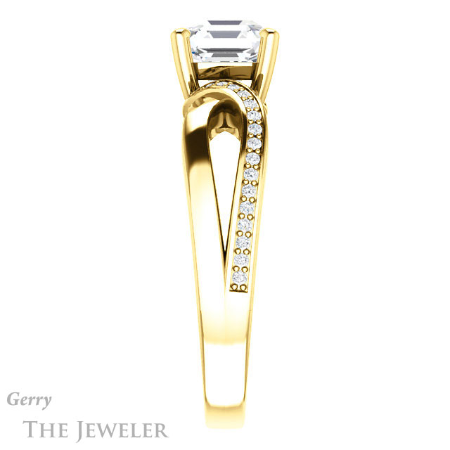14k Yellow Gold Asscher Cut Forever One Engagement Ring Setting #GTJ1126-asscher-fo-y 3 14k Yellow Gold Asscher Cut Forever One Engagement Ring Setting #GTJ1126-asscher-fo-y