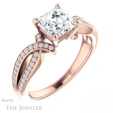 14k Rose Gold Asscher Cut Forever One Engagement Ring Setting #GTJ1127-asscher-fo-r 4 14k Rose Gold Asscher Cut Forever One Engagement Ring Setting #GTJ1127-asscher-fo-r