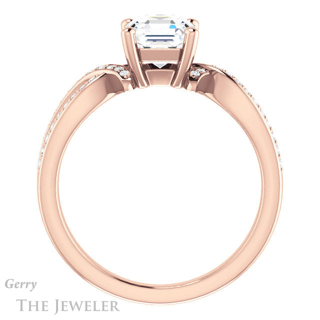 14k Rose Gold Asscher Cut Forever One Engagement Ring Setting #GTJ1127-asscher-fo-r