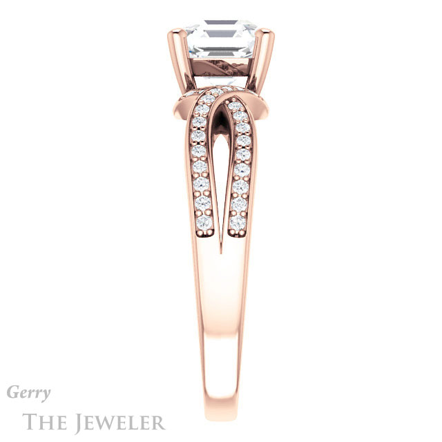 14k Rose Gold Asscher Cut Forever One Engagement Ring Setting #GTJ1127-asscher-fo-r 3 14k Rose Gold Asscher Cut Forever One Engagement Ring Setting #GTJ1127-asscher-fo-r