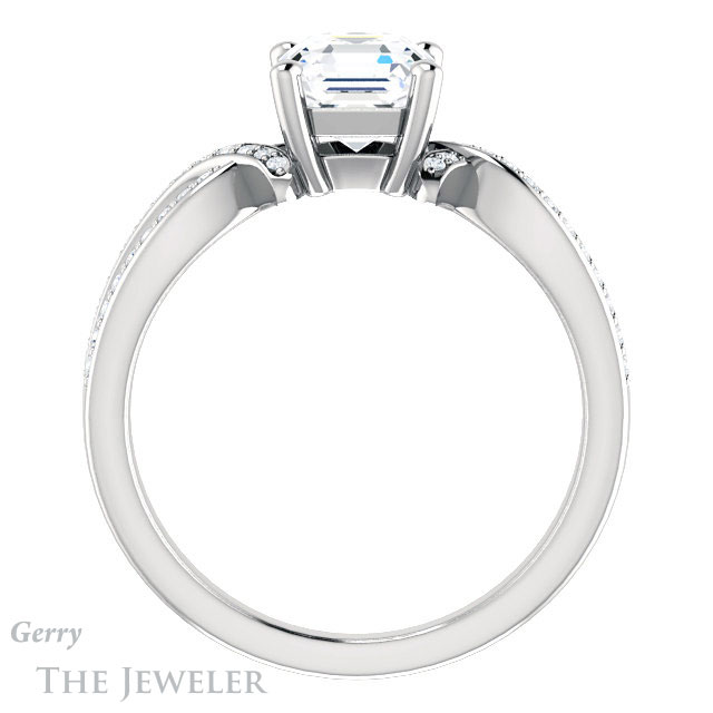 14k White Gold Asscher Cut Forever One Engagement Ring Setting #GTJ1127-asscher-fo-w 2 14k White Gold Asscher Cut Forever One Engagement Ring Setting #GTJ1127-asscher-fo-w