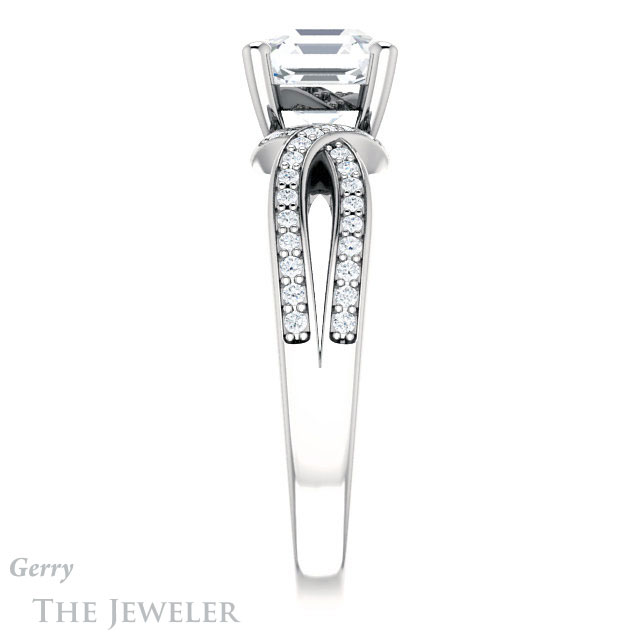 14k White Gold Asscher Cut Forever One Engagement Ring Setting #GTJ1127-asscher-fo-w 3 14k White Gold Asscher Cut Forever One Engagement Ring Setting #GTJ1127-asscher-fo-w