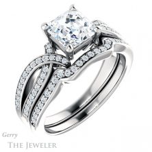 14k White Gold Asscher Cut Forever One Engagement Ring Setting #GTJ1127-asscher-fo-w 6 14k White Gold Asscher Cut Forever One Engagement Ring Setting #GTJ1127-asscher-fo-w