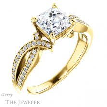 14k Yellow Gold Asscher Cut Forever One Engagement Ring Setting #GTJ1127-asscher-fo-y 4 14k Yellow Gold Asscher Cut Forever One Engagement Ring Setting #GTJ1127-asscher-fo-y