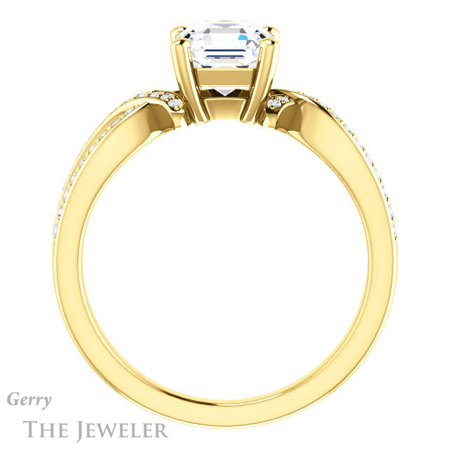 14k Yellow Gold Asscher Cut Forever One Engagement Ring Setting #GTJ1127-asscher-fo-y 2 14k Yellow Gold Asscher Cut Forever One Engagement Ring Setting #GTJ1127-asscher-fo-y