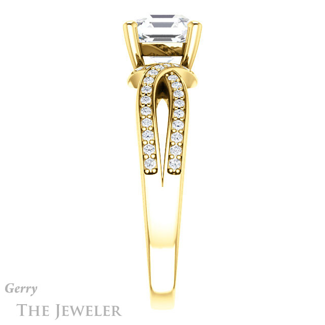 14k Yellow Gold Asscher Cut Forever One Engagement Ring Setting #GTJ1127-asscher-fo-y 3 14k Yellow Gold Asscher Cut Forever One Engagement Ring Setting #GTJ1127-asscher-fo-y