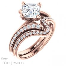 14k Rose Gold Asscher Cut Forever One Engagement Ring Setting #GTJ1128-asscher-fo-r