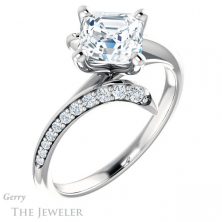 14k White Gold Asscher Cut Forever One Engagement Ring Setting #GTJ1128-asscher-fo-w 4 14k White Gold Asscher Cut Forever One Engagement Ring Setting #GTJ1128-asscher-fo-w