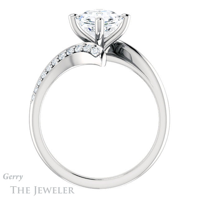 14k White Gold Asscher Cut Forever One Engagement Ring Setting #GTJ1128-asscher-fo-w 2 14k White Gold Asscher Cut Forever One Engagement Ring Setting #GTJ1128-asscher-fo-w