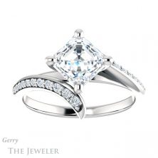 14k White Gold Asscher Cut Forever One Engagement Ring Setting #GTJ1128-asscher-fo-w 1 14k White Gold Asscher Cut Forever One Engagement Ring Setting #GTJ1128-asscher-fo-w