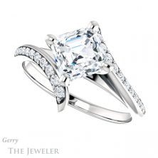 14k White Gold Asscher Cut Forever One Engagement Ring Setting #GTJ1128-asscher-fo-w 5 14k White Gold Asscher Cut Forever One Engagement Ring Setting #GTJ1128-asscher-fo-w
