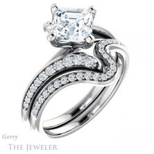 14k White Gold Asscher Cut Forever One Engagement Ring Setting #GTJ1128-asscher-fo-w 6 14k White Gold Asscher Cut Forever One Engagement Ring Setting #GTJ1128-asscher-fo-w