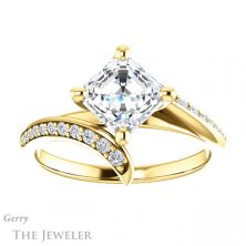 14k Yellow Gold Asscher Cut Forever One Engagement Ring Setting #GTJ1128-asscher-fo-y