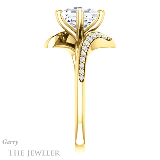 14k Yellow Gold Asscher Cut Forever One Engagement Ring Setting #GTJ1128-asscher-fo-y