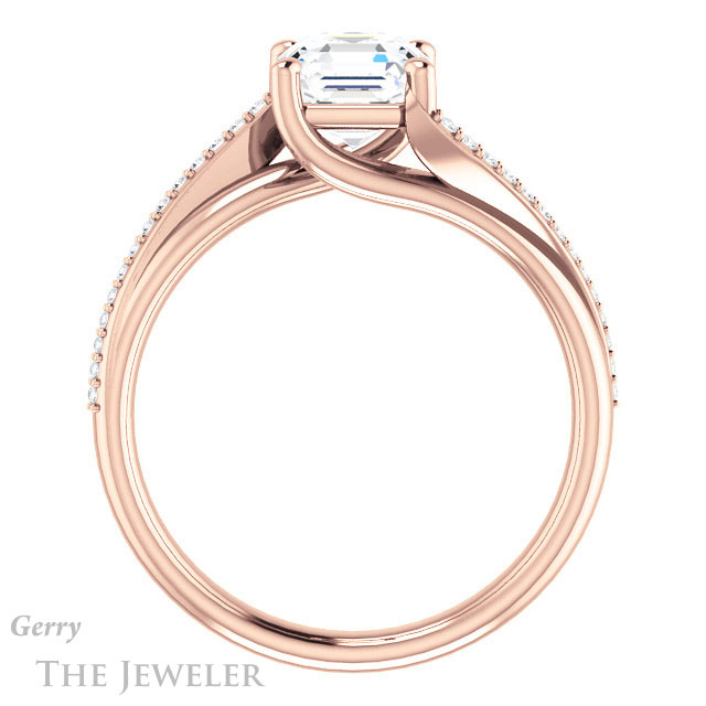 14k Rose Gold Asscher Cut Forever One Engagement Ring Setting #GTJ1129-asscher-fo-r