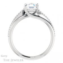 14k White Gold Asscher Cut Forever One Engagement Ring Setting #GTJ1129-asscher-fo-w 2 14k White Gold Asscher Cut Forever One Engagement Ring Setting #GTJ1129-asscher-fo-w