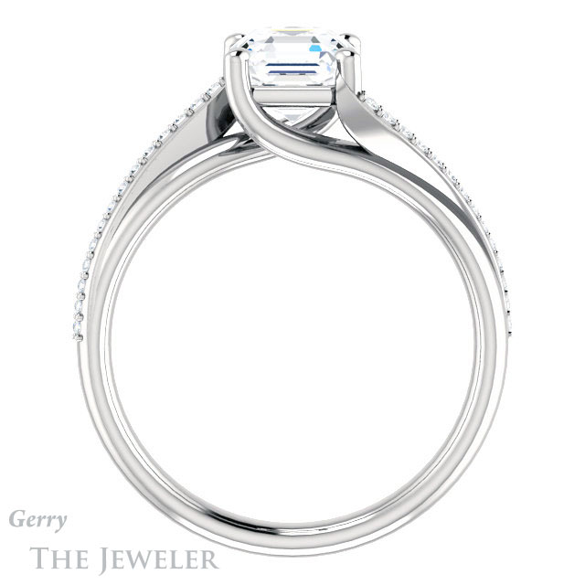 14k White Gold Asscher Cut Forever One Engagement Ring Setting #GTJ1129-asscher-fo-w