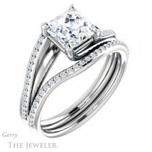 14k White Gold Asscher Cut Forever One Engagement Ring Setting #GTJ1129-asscher-fo-w 6 14k White Gold Asscher Cut Forever One Engagement Ring Setting #GTJ1129-asscher-fo-w
