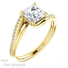 14k Yellow Gold Asscher Cut Forever One Engagement Ring Setting #GTJ1129-asscher-fo-y