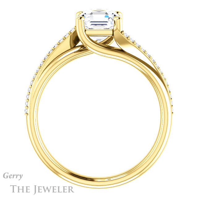14k Yellow Gold Asscher Cut Forever One Engagement Ring Setting #GTJ1129-asscher-fo-y