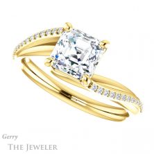 14k Yellow Gold Asscher Cut Forever One Engagement Ring Setting #GTJ1129-asscher-fo-y