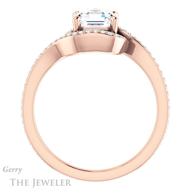 14k Rose Gold Asscher Cut Forever One Engagement Ring Setting #GTJ1130-asscher-fo-r