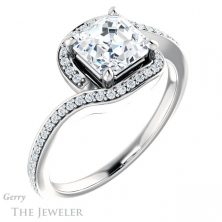 14k White Gold Asscher Cut Forever One Engagement Ring Setting #GTJ1130-asscher-fo-w 4 14k White Gold Asscher Cut Forever One Engagement Ring Setting #GTJ1130-asscher-fo-w