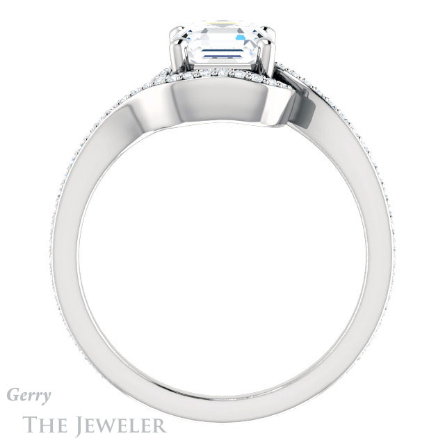 14k White Gold Asscher Cut Forever One Engagement Ring Setting #GTJ1130-asscher-fo-w