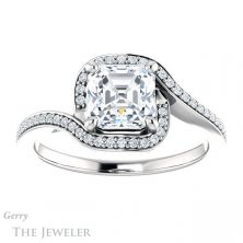 14k White Gold Asscher Cut Forever One Engagement Ring Setting #GTJ1130-asscher-fo-w 1 14k White Gold Asscher Cut Forever One Engagement Ring Setting #GTJ1130-asscher-fo-w
