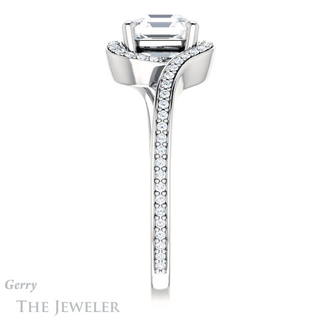 14k White Gold Asscher Cut Forever One Engagement Ring Setting #GTJ1130-asscher-fo-w 3 14k White Gold Asscher Cut Forever One Engagement Ring Setting #GTJ1130-asscher-fo-w