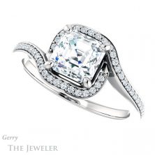 14k White Gold Asscher Cut Forever One Engagement Ring Setting #GTJ1130-asscher-fo-w 5 14k White Gold Asscher Cut Forever One Engagement Ring Setting #GTJ1130-asscher-fo-w