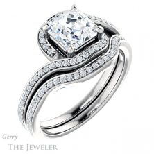 14k White Gold Asscher Cut Forever One Engagement Ring Setting #GTJ1130-asscher-fo-w 6 14k White Gold Asscher Cut Forever One Engagement Ring Setting #GTJ1130-asscher-fo-w