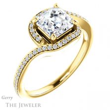 14k Yellow Gold Asscher Cut Forever One Engagement Ring Setting #GTJ1130-asscher-fo-y
