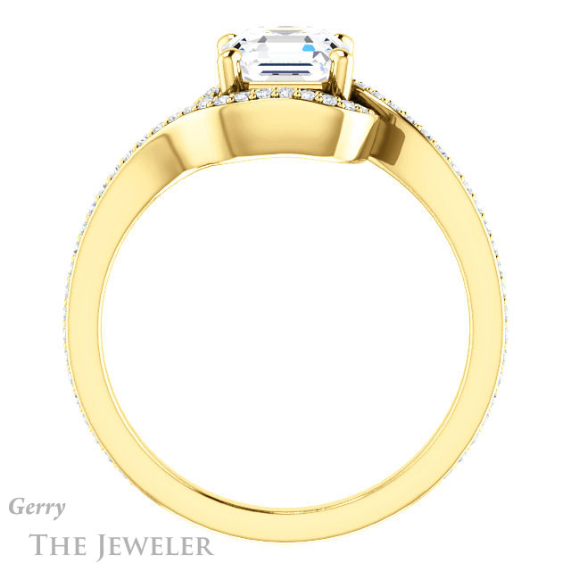 14k Yellow Gold Asscher Cut Forever One Engagement Ring Setting #GTJ1130-asscher-fo-y
