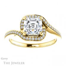 14k Yellow Gold Asscher Cut Forever One Engagement Ring Setting #GTJ1130-asscher-fo-y