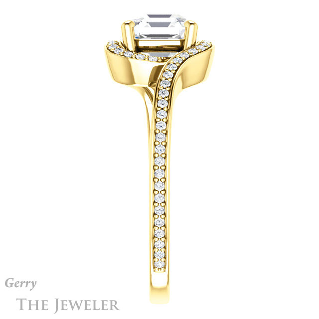 14k Yellow Gold Asscher Cut Forever One Engagement Ring Setting #GTJ1130-asscher-fo-y