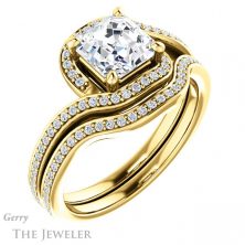 14k Yellow Gold Asscher Cut Forever One Engagement Ring Setting #GTJ1130-asscher-fo-y