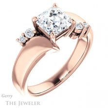 14k Rose Gold Asscher Cut Forever One Engagement Ring Setting #GTJ1131-asscher-fo-r 4 14k Rose Gold Asscher Cut Forever One Engagement Ring Setting #GTJ1131-asscher-fo-r
