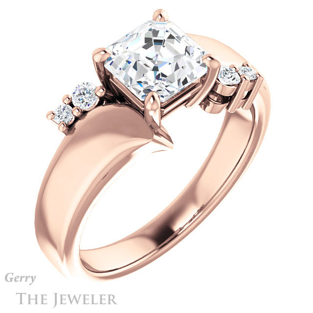 14k Rose Gold Asscher Cut Forever One Engagement Ring Setting #GTJ1131-asscher-fo-r 4 14k Rose Gold Asscher Cut Forever One Engagement Ring Setting #GTJ1131-asscher-fo-r