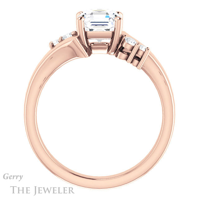 14k Rose Gold Asscher Cut Forever One Engagement Ring Setting #GTJ1131-asscher-fo-r