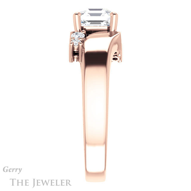 14k Rose Gold Asscher Cut Forever One Engagement Ring Setting #GTJ1131-asscher-fo-r 3 14k Rose Gold Asscher Cut Forever One Engagement Ring Setting #GTJ1131-asscher-fo-r