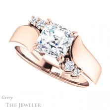 14k Rose Gold Asscher Cut Forever One Engagement Ring Setting #GTJ1131-asscher-fo-r 5 14k Rose Gold Asscher Cut Forever One Engagement Ring Setting #GTJ1131-asscher-fo-r