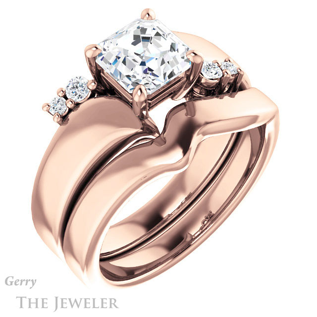 14k Rose Gold Asscher Cut Forever One Engagement Ring Setting #GTJ1131-asscher-fo-r 6 14k Rose Gold Asscher Cut Forever One Engagement Ring Setting #GTJ1131-asscher-fo-r