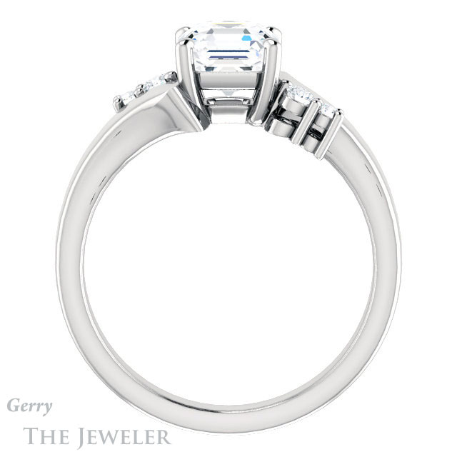 14k White Gold Asscher Cut Forever One Engagement Ring Setting #GTJ1131-asscher-fo-w