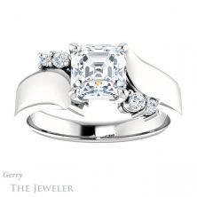14k White Gold Asscher Cut Forever One Engagement Ring Setting #GTJ1131-asscher-fo-w 1 14k White Gold Asscher Cut Forever One Engagement Ring Setting #GTJ1131-asscher-fo-w